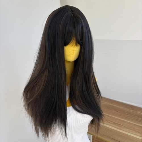 Black brown long straight - brown,