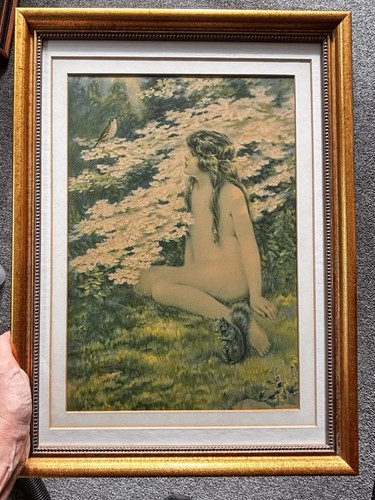 Antique framed art bessie - antique,