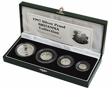 BRITANNIA SILVER PROOF 4 COIN SET CASED WITH COA CHOICE OF YEAR