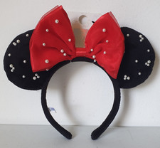 Primark Disney Faux Pearl Red Bow Minnie Mouse Ears Black Hairband Headband NEW