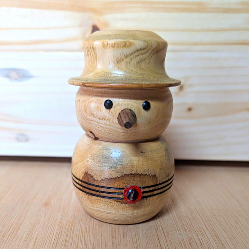 Wooden ash snowman - wooden, 4"