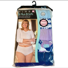 Kmart PINK Briefs Underwear Womens Plus Sz 13 Cotton 5 Pack Blue Purple Polka Do