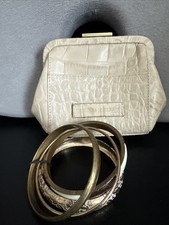 Dickins &Jones Small beige Leather Purse and Four Bangle Set. Brand New No Tags