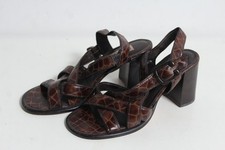 Chelsea Cobbler Womens Vintage Mock Croc Block Heel Shoes -Brown - Size 6 (ba66)