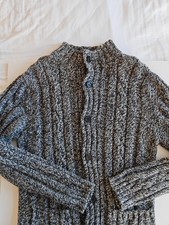 Mulberry Black & Grey Cardigan 100% Merino Wool Size Men's XL