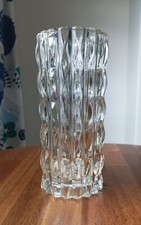 Vintage Italian FIDENZA Glass Pressed Clear  Vase