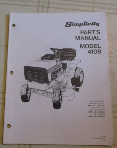 Simplicity 4108 tractor - 4108, 8