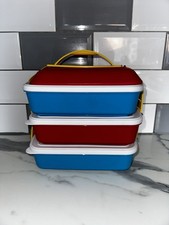 Vintage Plastic Stacked Packed lunch Boxes