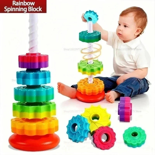 Baby rainbow tower spinning - tower,
