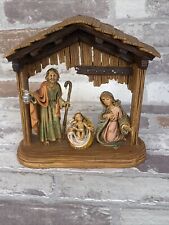Vintage Italian Hard Plastic Holy Family Manger Nativity Scene Home Decor