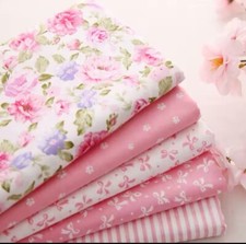5pcs pink rose floral cotton - pink,