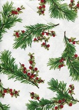 Ralph Lauren Cedarberry Cotton Tablecloth - Pine Berries  ROUND 90", LARGE 228CM