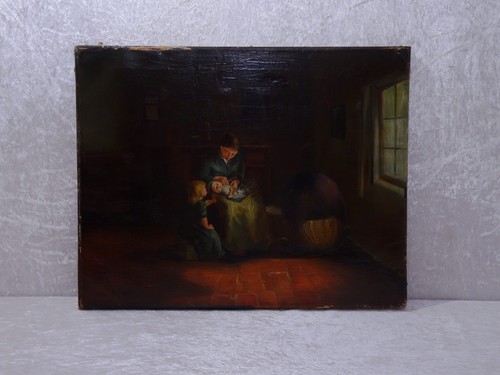 Antique oil painting signed - antique,
