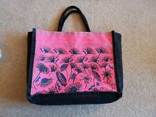 Zandra Rhodes Bag Asda Tickled Pink Jute Shopper, Flowers, 