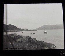 VINTAGE Magic Lantern Slide BOATS AT LOCHINNVER DATED JULY 1929 SCOTLAND