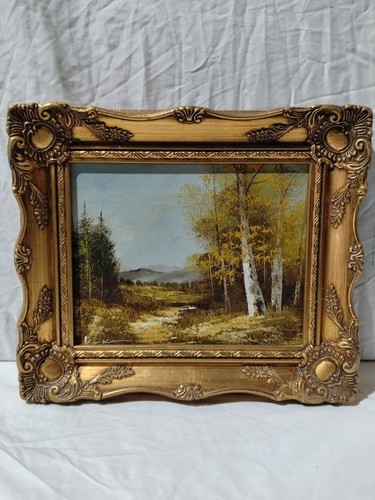 Vintage oil mountains forest - oil,