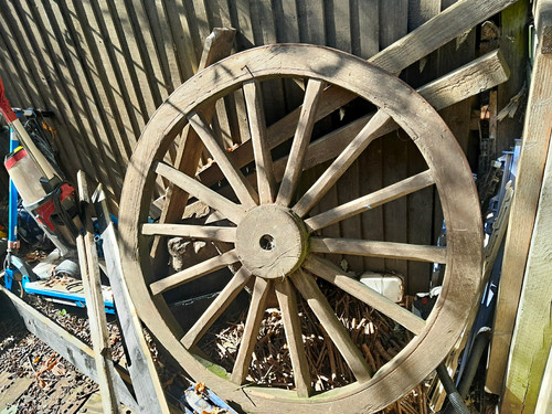 Rustic wooden wagon - wagon, wheel