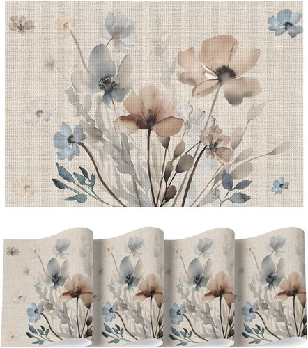 Brown poppy floral vinyl - brown,