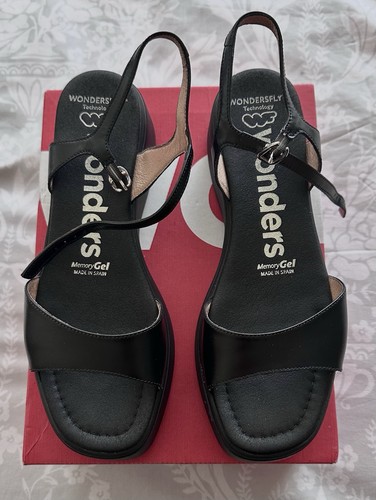 Wonder black leather sandals - wonder,