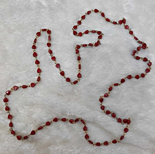 Red heart beaded link - red,