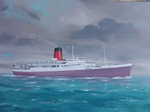 Original marine art ship - original,