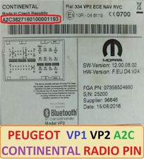 Unlock radio Code provided PEUGEOT CONTINENTAL UNLOCK CODE A2C VP1 VP2 Stereo