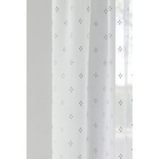 DESTINY WHITE/SILVER METAILIC DOT DETAIL VOILE CURTAIN PANEL ANY DROP (20"-90")