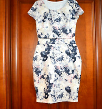 QUIZ SIZ 12 BLACK WHITE FLORAL TULIP DRESS XMAS PARTY HOLIDAY RACES WEDDING CLUB