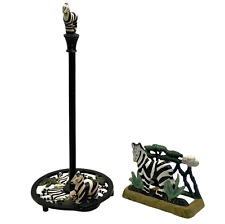 Shabby Chic Cast Iron Zebra Design Kitchen Roll Holder & Napkin Holder – French