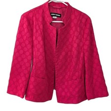 Gerry Weber Blazer Womens sz 14 Designer Waffle Weave Barbiecore Jacket Cropped