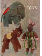 Knitting Pattern Vintage Soft Toys Elephant Bunny Rabbit Horse Donkey