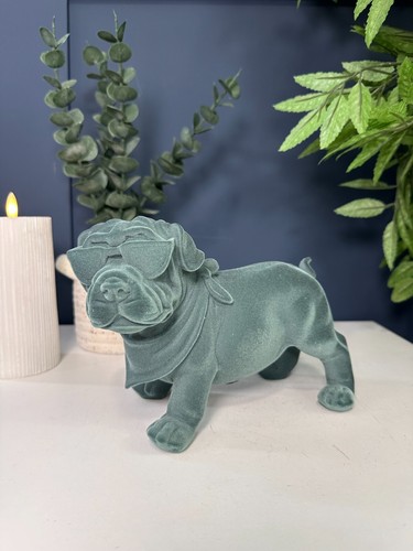 Blue grey flocked velvety dog - blue/grey,