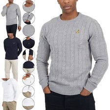 Mens Brave Soul Cable Knitted Jumper Thick Warm Winter Weave Sweater Pullover