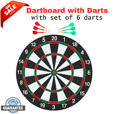 FULL SIZE 17" DARTBOARD SET 6 DARTS FUN FAMILY DART BOARD GAME ADULTS KIDS XMAS