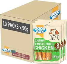 10X CHEWY CHICKEN TWISTS 90G GOOD BOY NATURAL MEAT DOG TREATS FULL CASE NEW DEAL