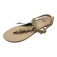 Atmosphere Womens Nude Faux Leather Wide Fit Strappy Toepost Sandals Size 3 New