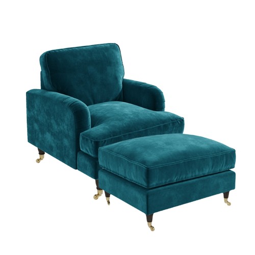 Teal velvet armchair and - velvet,