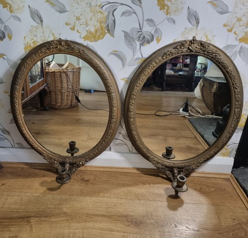 Pair antique girandole mirrors - antique,