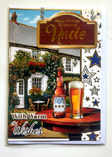 Special Uncle Happy Birthday Greeting Card Beer & Pub 7x5" FREEPOST