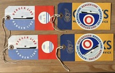 4 Vintage BERGEN LINE LUGGAGE LABELS Norway Newcastle HOLIDAY TRAVEL
