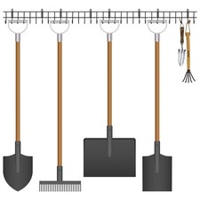 Woodside Wall Mounted Hand Garden Tool Organiser Hanger Racks - 4 PACK, 32 Hooks