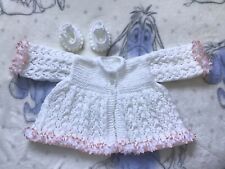 hand knitted baby matinee set  0-6 Months