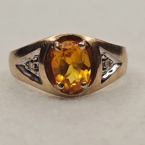 10k gold orange sapphire ring - 10k,