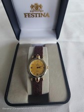 Ladies Gold plated Festina classic watch with leather strap