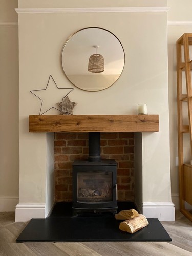 Rustic oak mantle beam - rustic,
