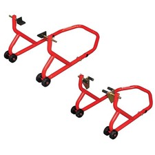 BikeTek Series 3 Track Racing Motorcycle Paddock Stand Set Front And Rear Red 