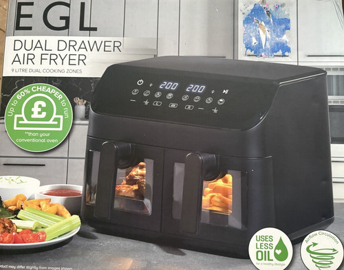 Egl dual drawer air fryer - egl, 9l