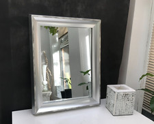 Modern  Design Wall Mirror Design Wood Chrome/Silver Free Style Ornament 62x49cm