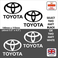 Set Of 2 TOYOTA Matt Black Or White Large Vinyl Stickers For Cars & Vans