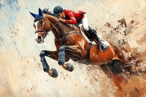 Show jumping horse canvas - show,